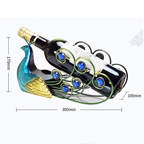 KXDCZ Elegant Peacock Wrought Iron Wine Rack Single Bottle Tabletop Holder Creative Furnishing Articles Display