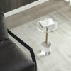 Artmaze Clear Acrylic End Table,Side Table,Brushed Brass Metal,Round,for Office, Living Room and Bedroom,Easy Assembly,12x12 inch，21.3 inch high