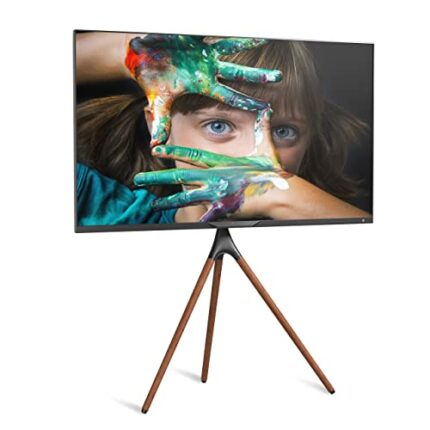 ProMounts Modern Tripod TV Floor Stand, Universal TV Mount with 180° Swivel, Corner TV Easel with Tripod Base for 47-70 Inches Holds 55lbs, Adjus