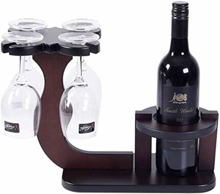 PIBM Stylish Simplicity Wine Racks Free Standing Solid Wood,Wine Bottle Goblet Glass Holder,Decorative Wine Bottle Holder,Free-Restaurant Counter