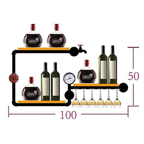 ZYZMH Wall Decoration Wine Rack, Home Wall Wine Rack, Vintage Industrial Wall Iron Wine Rack