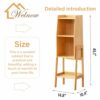 Welnow Natural Modern End Table, Solid Oak Wood Nightstand with 2 Tier Storage Space Open Shelf Side Table Cabinet Small Bedside Table Practical