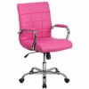 Flash Furniture Mid-Back Vinyl Executive Swivel Office Chair with Chrome Base and Arms, Orange, Set of 1