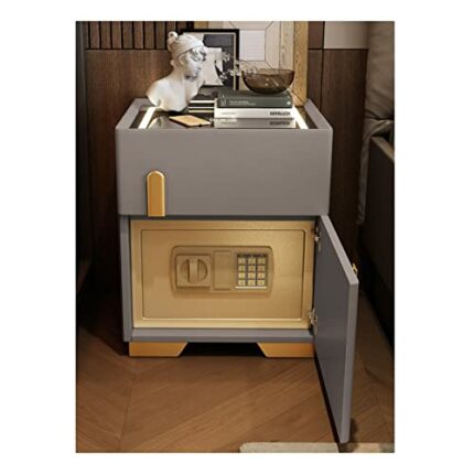 Smart Nightstand Hidden Safe with Charging Station and Drawer, Bedside Table with Touch Sensor Light, Storage Cabinet Nightstands for Bedroom Liv