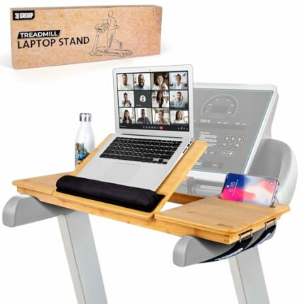 3J GROUP Treadmill Desk Attachment - Desk for Treadmill with Comfortable Wrist Rest, Stable Straps, Cup Holder, Anti-Slip Pads Walking Desk Tread