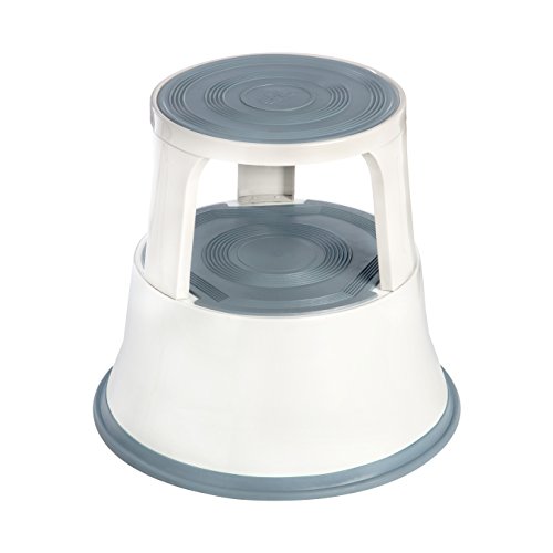 Premier Housewares 2 Tier Step Stool, Rubber and Steel, Light Grey