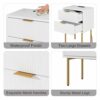 AEPOALUA Nightstand with Charging Station,Small Bedside Table with Two Drawers,End Table with Gold Frame,Night Stand,Bedside Furniture,2 Drawer D