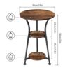 Neekor Round End Table,3-Tier Small Round Side Table with Wooden Shelves, Rustic Retro Table Corner Sofa Table for Living Room Bedroom (Rustic Br