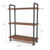 Barnyard Designs Furniture 3-Tier Etagere Bookcase, Solid Pine Open Wood Shelves, Rustic Modern Industrial Metal and Wood Style Bookshelf, Brown,