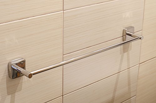 Kapitan Quattro Towel Bar Rail - 60 cm / 23.62 inches, Stainless Steel Square Style Kitchen Rack AISI 304 18/10, Polished Finish, Wall Mounted 3M