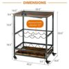 BHVXW Classic Kitchen Bar Cart Serving Trolley Sturdy Steel Frame Wine Rack Glass Holder Portable 4 Universal Casters