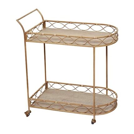 YXBDN Homestay Dormitory Rattan Kitchen Island Simple Restaurant Balcony Double Layer Cart Coffee Shop Storage Trolley