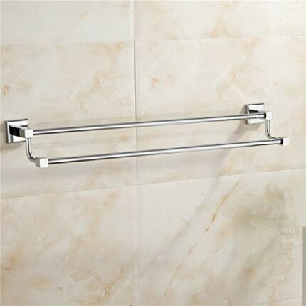N/A 2 tier gold towel rails bathroom chrome polished rotation double towel bar (Color : Argento)