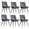 Kitchen Dining Room Furniture Chairs PU Leather Kitchen Dining Chairs Set Of 6,Water Proof PU Leather Side Chair With Metal Legs,Living Room Loun