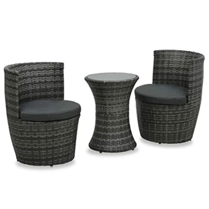 WODMB Bistro Furniture 3 Pcs with Cushions Braided Resin Outdoor Furniture Garden Set (Color : B, Size : One size)