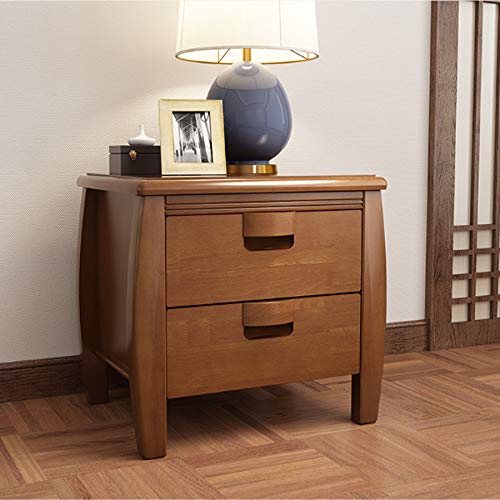 maozi Solid Wood Double Drawer Design Bedside Table, Mini Antique Simple Bedside Table