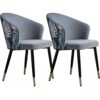 Kitchen Dining Room Furniture Chairs Velvet Dining Chair Set Of 2 Retro Kitchen Dining Room Chairs with Metal Legs Velvet Seat and Embroidery Bac