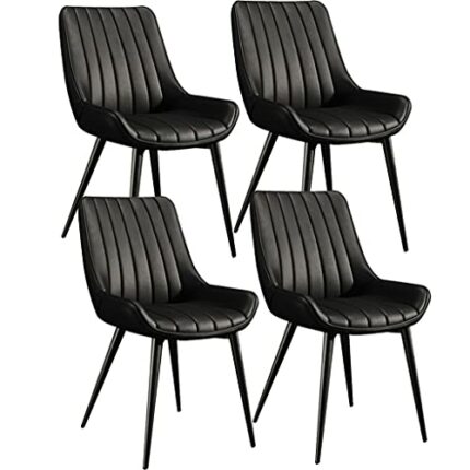 Kitchen Dining Room Furniture Chairs Kitchen Dining Chairs Set Of 4 Modern Living Room Side Chairs with Soft PU Leather Cover Cushion Seat and Me