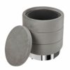 Inspire Me! Home Décor Olivia Round Ottoman with Gorgeous Tier Panel Design, Classy Pewter Grey Soft Velvet, 38 x 38 x 40 cm, Comfortable Seating
