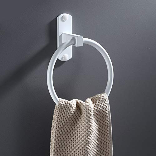 MEETOZ Towel Rings,Exemption Drill Hole Towel Rings,Towel Hanger Rings for Bathroom and Kitchen Suitable for Bathroom, Kitchen and Bathroom (Whit