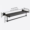 Towel Rack Wall Mounted Stainless Steel Double Layer Towel Shelf Bathroom Towel Rail Black Painted Surface Rustproof Towel Hanger Drilling Instal