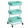 SONGMICS 3-Tier Storage Trolley, Rolling Cart, Kitchen Storage Cart with Height Adjustable Shelves, Utility Cart with 2 Brakes, Easy Assembly, fo