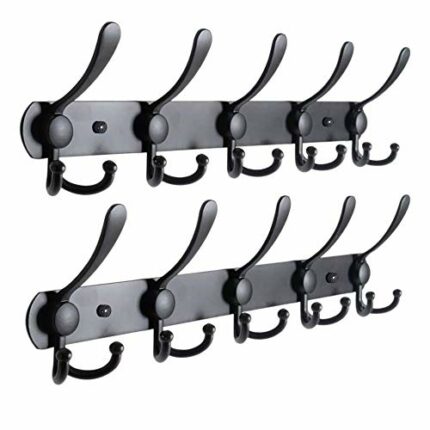 Encozy Coat Hooks, Coat Rack, Coat Hooks Wall Mounted, Stainless Steel Coat Hooks Rack, Coat Hook, Wall Coat Racks (Black 2PCS)