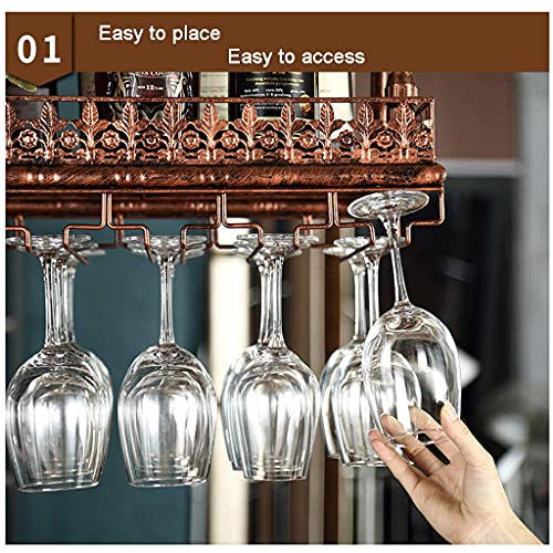 OUSIKA Wine Racks,Cafe Hanging Metal - Glass Holder and Shelf, Adjustable Ceiling Bar Wine Glass Rack,2-Layer Industrial Iron Bottle Holder Wine