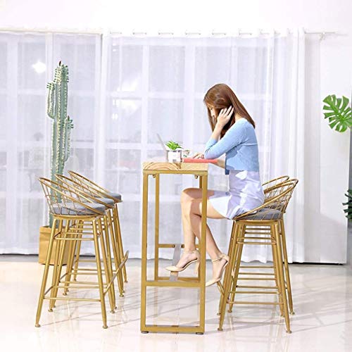 SDFGH Bar Stool chairs High Chair Simple Wrought Iron Bar Chair Gold Stool Dining Chair Nordic Pub Accessories Leisure