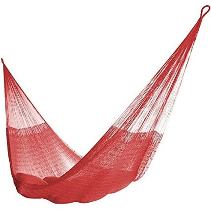 Double Size Cotton Hammock (Red Colour) Handmade in Mexico Genuine Mayan Hammock Ideal for 2 people
