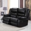 GSW - Sofa - Roma Leather Recliner Sofa With Cupholders - Black and Grey Color (3+2 Seater, 3 Seater, 2 Seater) (3+2 Seater, Black)