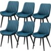 dining chair Kitchen Dining Room Furniture Chairs Living Dining Chairs Set Of 6 Kitchen Chairs with PU Cushion Seat Back Modern Mid Century Livin