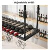 Wine Racks, Wine Holder, Multi-function Wine Storage Shelf, Upside Down Hanging Household Hanging Cup Racks, Stemware Wine Hanger Organizer Rack,