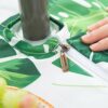 3E Home Patio Round Outdoor Tablecloth Waterproof with Umbrella/Parasol Hole and Zipper[52 inches (132 cm) Palm leaf]