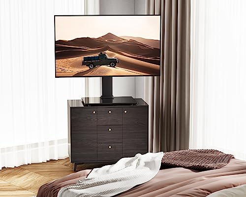 FITUEYES Universal TV Stand for 19-42" TVs,Tabletop TV Pedestal,Holds 45kgs,Swivel Height Adjustable,Black TT104001GB