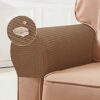 Divono 2pcs Arm Rest Covers For Couches,Couch Arm Protectors,Sofa Arm Covers Extra Thick Soft Pu Leather Stretch Armrest Cover For Recliner Sofa