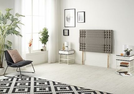 Somnior Beds Bed Centre Flexby Diamante Small Single 82cm Tweed Coffee Headboard With Wooden Struts