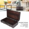 QIRG Wooden Suitcase, Vintage Antique Travel Double‑layer Treasure Chest Qld‑style Nostalgic Retro Large Decorative Box Storage Chest with Buckle