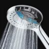 Shower Head and Hose 1.5M, High Pressure Shower Head with 5 Spray Modes, Turbocharged Design Powerful Shower Head for Low Water Pressure (Steel)