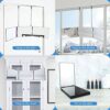 HIEEY 3 Way Mirror for Hair Cutting,360 Trifold Mirror with Height Adjustable Telescoping Hooks,and 5X Magnification Mirror,for Makeup, Hair Styl