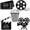 5 Pieces Movie Theater Decor Home Movie Theater Room Decor Cinema and Popcorn Wall Art Metal Movie Reel Wall Sign Home Theater Action Sign Cinema