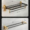HIGOH Towel Rack Double Towel Rail,Multifunction Wall Mounting Towel Rack,2-Armed Towel Holder with,Aluminum,Bathroom Hardware