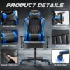 Farini Gaming Chair, Gaming Chair for Adults,High Back PC Computer Chair with Lumbar Support, Headrest (Black & Blue)