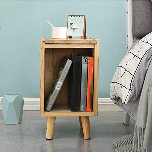 LUKEO All Solid Wood Bedside Cabinet, Narrow Mini Locker, Small Apartment Simple European Style Bedside Cabinet Solid Wood