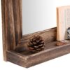 EDGEWOOD 16x20 Inches Decorative Rustic Wall Mirror with Shelf Solid Wood Frame, Brown