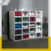 4Pcs Stackable Shoe Containers, Shoe Storage Organisers, Shoe Boxes, Clear Shoe Storage Dustproof Transparent Boxes, Stackable Shoe Containers, T