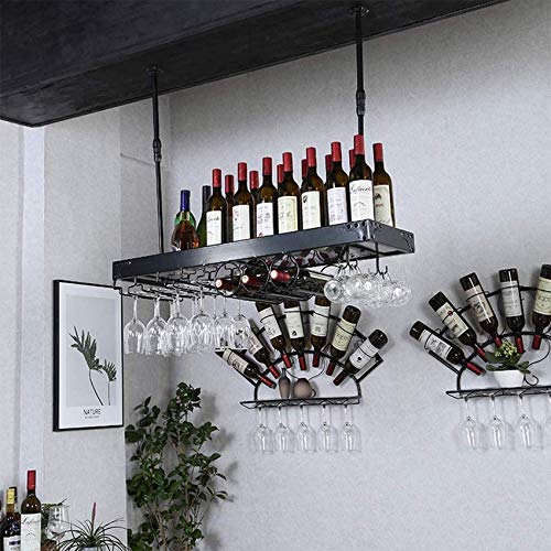 MiroDo Wall Mounted Wine Rack Metal Hanging Wine Rack 4 Long Stem Glass Holder & Wine Cork Storage Wine or Liquor Bottle Storage Holders Stemware