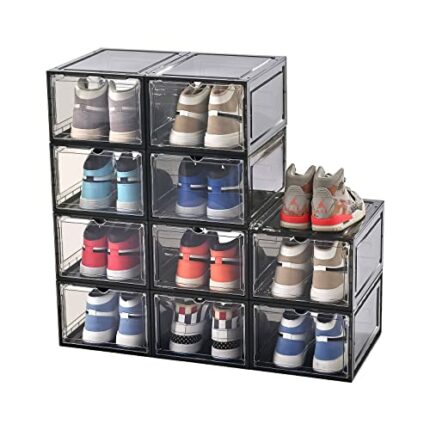 KEFA clear shoe box drop front shoe box (Black 10 PACK)