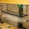 Ceiling Wine Rack, Iron Hanging Wine Glass Holder Upside Down Decoration Display Shelf Stemware Goblet Rack for Bars Restaurants Kitchens (Color