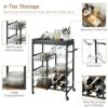 ZCMEB Serving Cart Metal Frame Rolling 4-Tier Kitchen Bar Cart Rolling Wine Rack Removable Tray Basket